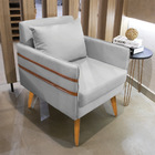 Kit 02 Poltronas Mari Suede Pés Palito Castanho D03 - D'rossi