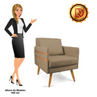 Kit 02 Poltronas Mari Suede Pés Palito Castanho D03 - D'rossi