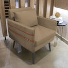 Kit 02 Poltronas Mari Suede Pés Palito De Ferro Marrom D03 -