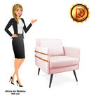 Kit 02 Poltronas Mari Suede Pés Palito De Ferro Marrom D03 -