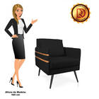 Kit 02 Poltronas Mari Suede Pés Palito De Ferro Marrom D03 -