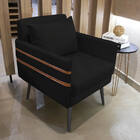 Kit 02 Poltronas Mari Suede Pés Palito De Ferro Marrom D03 -