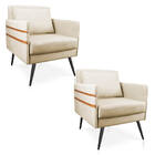 Kit 02 Poltronas Mari Suede Pés Palito De Ferro Marrom D03 -