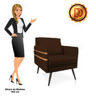 Kit 02 Poltronas Mari Suede Pés Palito De Ferro Marrom D03 -