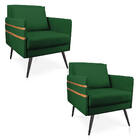 Kit 02 Poltronas Mari Suede Pés Palito De Ferro Marrom D03 -