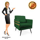 Kit 02 Poltronas Mari Suede Pés Palito De Ferro Marrom D03 -