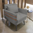 Kit 02 Poltronas Mari Suede Pés Palito De Ferro Marrom D03 -