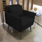 Kit 02 Poltronas Mari Suede Pés Palito De Ferro Preto D03 - D