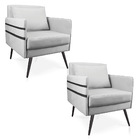 Kit 02 Poltronas Mari Suede Pés Palito De Ferro Preto D03 - D