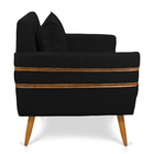 Kit 02 Poltronas Mari Suede Preto Pés Palito Castanho