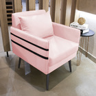 Kit 02 Poltronas Mari Suede Rosa Bebê Pés Palito De Ferro Pre