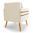 Kit 02 Poltronas Mari Veludo Bege Pés Palito Castanho