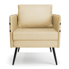 Kit 02 Poltronas Mari Veludo Luxo Off White A129 Pés Palito D