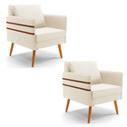 Kit 02 Poltronas Mari Veludo Pés Palito Castanho D03 - D'ross