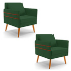 Kit 02 Poltronas Mari Veludo Pés Palito Castanho D03 - D'ross