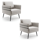 Kit 02 Poltronas Mari Veludo Pés Palito De Ferro Preto D03 -