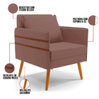 Kit 02 Poltronas Mari Veludo Rosê Pés Palito Castanho