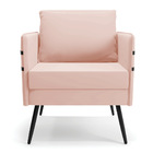 Kit 02 Poltronas Mari Veludo Rosê Pés Palito De Ferro Preto