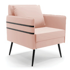 Kit 02 Poltronas Mari Veludo Rosê Pés Palito De Ferro Preto