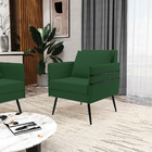 Kit 02 Poltronas Mari Veludo Verde Pés Palito De Ferro Preto