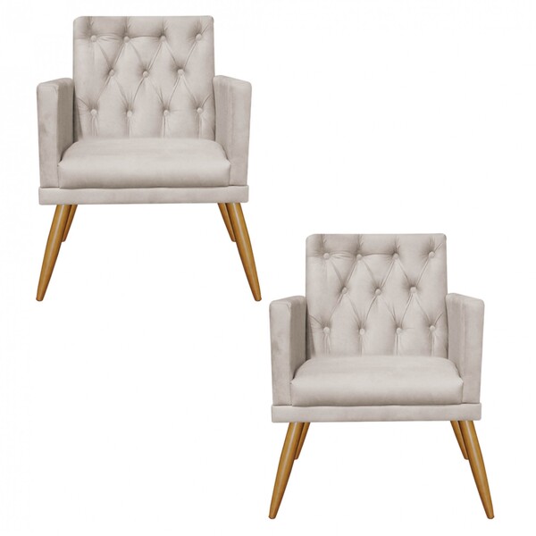 Kit 02 Poltronas Maria Capitonê Sala De Estar Recepção Corino