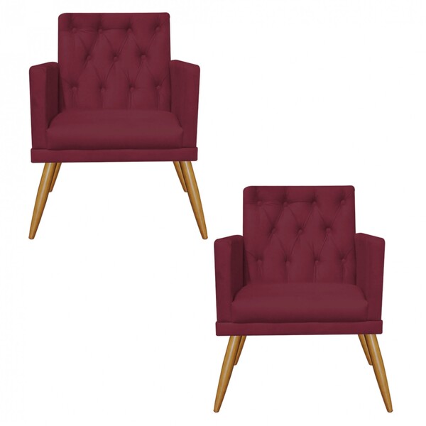 Kit 02 Poltronas Maria Capitonê Sala De Estar Recepção Suede