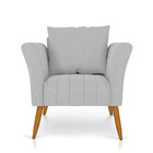 Kit 02 Poltronas Marilia Linho Cinza A05 Pés Palito Castanho