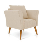 Kit 02 Poltronas Marilia Linho Grosso Bege A19 Pés Palito Cas