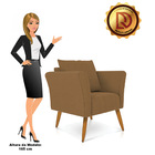 Kit 02 Poltronas Marilia Linho Grosso Dourado A102 P?s Palito