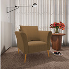 Kit 02 Poltronas Marilia Linho Grosso Dourado A102 P?s Palito