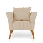 Kit 02 Poltronas Marilia Linho Pés Palito Castanho D03 - D'ro