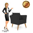 Kit 02 Poltronas Marilia Linho Pés Palito Castanho D03 - D'ro