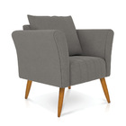 Kit 02 Poltronas Marilia Linho Pés Palito Castanho D03 - D'ro