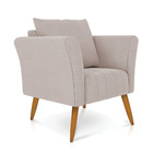 Kit 02 Poltronas Marilia Linho Pés Palito Castanho - D'rossi