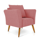 Kit 02 Poltronas Marilia Linho Pés Palito Castanho - D'rossi