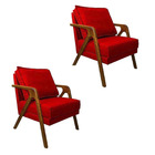 Kit 02 Poltronas Marilia Para Sala De Estar Suede - Ssx Multi