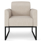 Kit 02 Poltronas Marisa Linho Base Industrial Metálica Preto