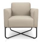 Kit 02 Poltronas Marisa Suede Bege Base X Industrial Preta