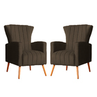 Kit 02 Poltronas Melinda Veludo Cores - Ds Estofados - Marrom