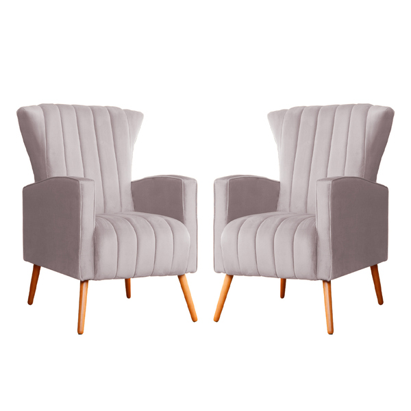 Kit 02 Poltronas Melinda Veludo Cores - Ds Estofados - Rosê