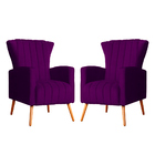 Kit 02 Poltronas Melinda Veludo Cores - Ds Estofados - Roxo