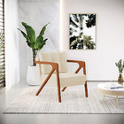 Kit 02 Poltronas Melissa Linho Areia A27 Base De Madeira Cast