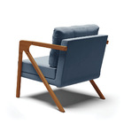 Kit 02 Poltronas Melissa Suede Azul Marinho Base De Madeira C