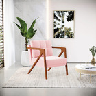 Kit 02 Poltronas Melissa Suede Base De Madeira Castanho D03 -