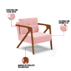 Kit 02 Poltronas Melissa Suede Base De Madeira Castanho D03 -