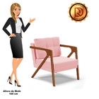 Kit 02 Poltronas Melissa Suede Base De Madeira Castanho D03 -