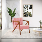 Kit 02 Poltronas Melissa Suede Base De Madeira Castanho D03 -