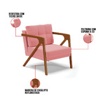 Kit 02 Poltronas Melissa Suede Base De Madeira Castanho D03 -