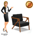 Kit 02 Poltronas Melissa Suede Base De Madeira Castanho D03 -