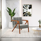 Kit 02 Poltronas Melissa Suede Base De Madeira Castanho D03 -